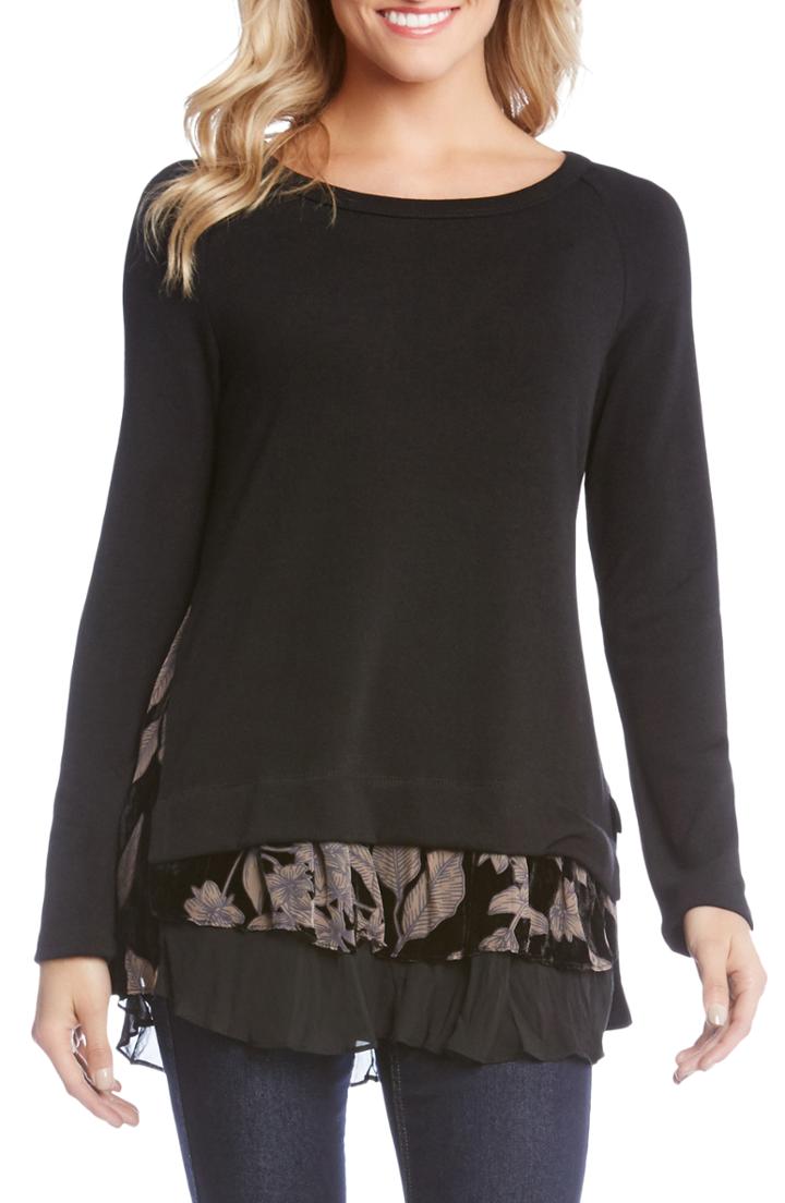 Women's Karen Kane Burnout Velvet Inset Sweater