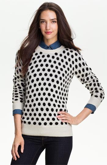 Only Mine Polka Dot Cashmere Sweater Ivory/ Black Medium