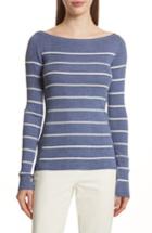 Women's Theory Merino Wool Stripe Sweater - Blue