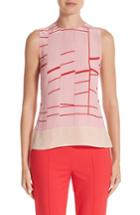 Women's Akris Broken Stripe Silk Crepe Blouse - Pink