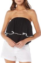 Women's Michael Stars Pompom Gauze Blouson Tube Top - Black
