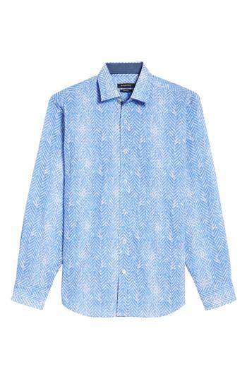 Men's Bugatchi Classic Fit Herringbone Print Sport Shirt
