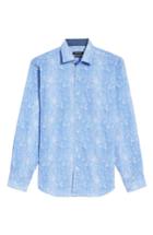 Men's Bugatchi Classic Fit Herringbone Print Sport Shirt