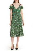 Women's Self-portrait Floral Print Cold Shoulder Dress - Green