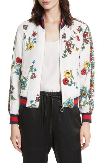 Women's Joie Avariella Silk Bomber Jacket - White