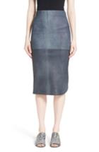 Women's Zero + Maria Cornejo Rai Leather Curved Skirt - Blue