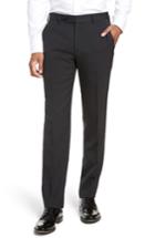 Men's Zanella Curtis Flat Front Stretch Wool Blend Trousers - Black