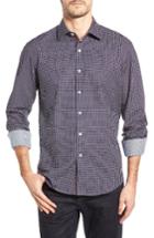 Men's Bugatchi Shaped Fit Diamond Print Sport Shirt - Blue