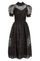 Women's Simone Rocha Smocked Waist Floral Organza Dress Us / 10 Uk - Black