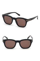 Men's Tom Ford Eugenio 52mm Sunglasses - Shiny Black/ Brown