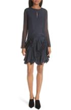 Women's Grey Jason Wu Ruffle Silk Dress - Blue