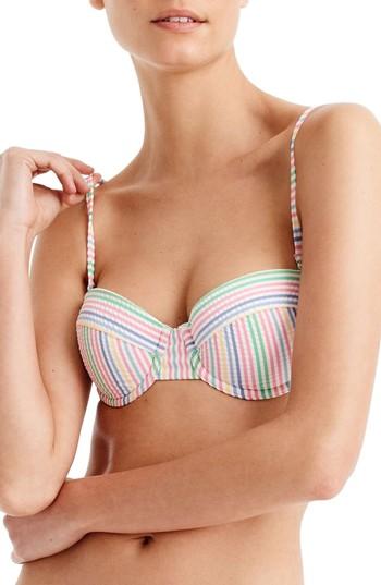 Women's J.crew Rainbow Seersucker Underwire Bikini Top C - Blue