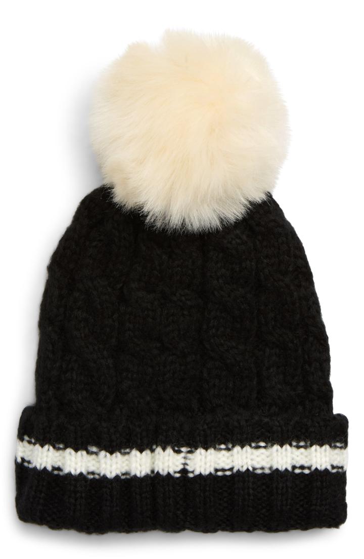 Women's Shiraleah Toni Hat With Faux Fur Pom - Black