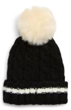Women's Shiraleah Toni Hat With Faux Fur Pom - Black