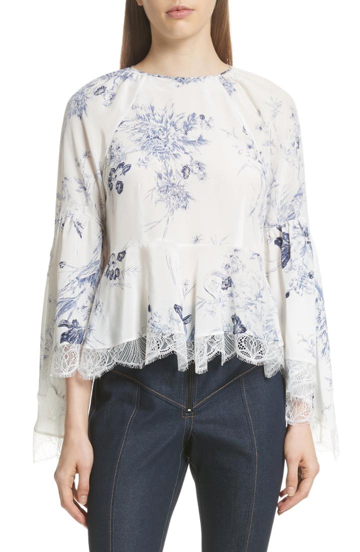 Women's Cinq A Sept Avalon Peplum Hem Silk Top