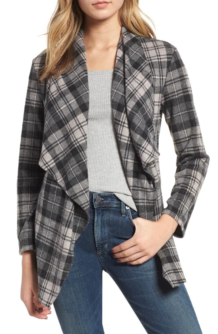 Women's Bb Dakota Brave Heart Plaid Knit Jacket