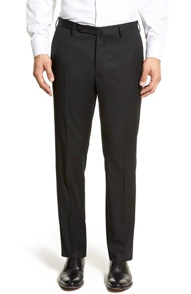 Men's Incotex 'benson' Fit Flat Front Solid Wool Trousers
