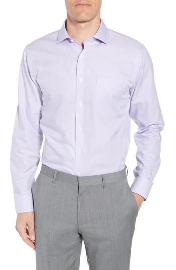 Men's Nordstrom Men's Shop Smartcare(tm) Trim Fit Herringbone Dress Shirt 34/35 - Purple