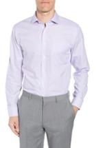 Men's Nordstrom Men's Shop Smartcare(tm) Trim Fit Herringbone Dress Shirt 34/35 - Purple