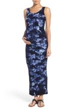Women's Tees By Tina 'lattice' Tie Dye Textured Maternity Maxi Dress, Size - Blue