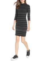Women's Socialite Stripe Funnel Neck Dress - Black