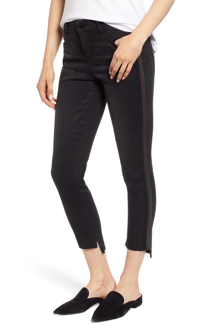 Women's Wit & Wisdom Ab-solution Stripe High Waist Ankle Skinny Jeans - Black