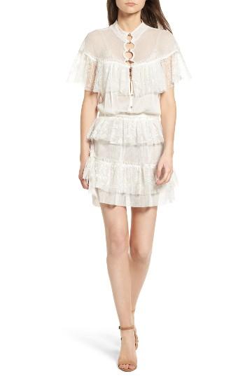 Women's For Love & Lemons Stardust Lace Ruffle Minidress - White
