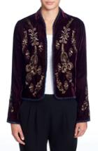 Women's Catherine Catherine Malandrino Winstead Embellished Velvet Jacket - Purple