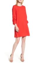 Women's Halogen Ruched Sleeve Swing Dress - Red