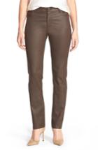 Women's Lafayette 148 New York Waxed Denim Slim Leg Jeans - Brown