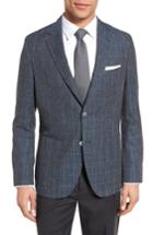 Men's Boss Janson Trim Fit Windowpane Wool Blend Sport Coat S - Blue