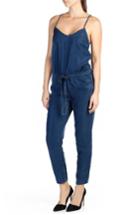 Women's Paige Suki Crop Chambray Jumpsuit - Blue