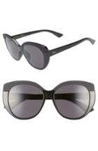 Women's Dior Soft 55mm Cat Eye Sunglasses - Shiny Black