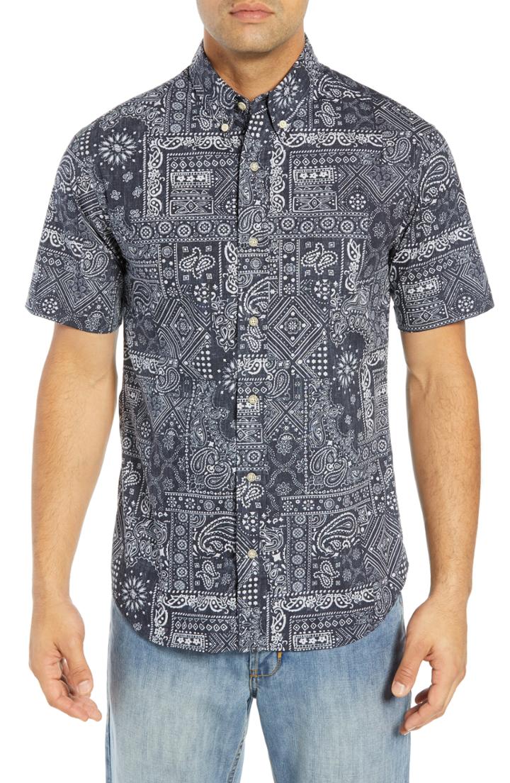 Men's Reyn Spooner Aloha Bandana Regular Fit Sport Shirt, Size - Black