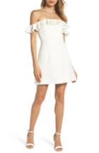 Women's French Connection Whisper Light Off The Shoulder Ruffle Dress - Grey