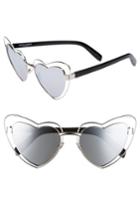 Women's Saint Laurent Sl197 Loulou 57mm Heart Shaped Sunglasses - Silver