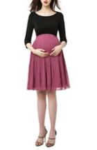 Women's Kimi And Kai Marie Colorblock Pleat Skirt Maternity Dress - Black