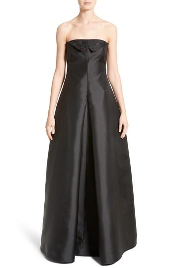 Women's Armani Collezioni Crystal Embellished Gazar Strapless Gown Us / 38 It - Black