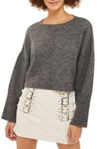 Women's Topshop Wide Sleeve Crop Sweater Us (fits Like 0) - Grey