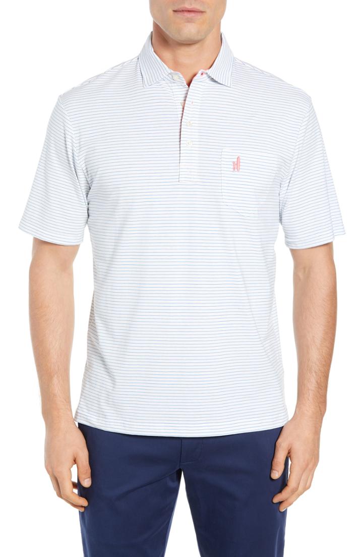 Men's Johnnie-o Cliffs Fit Stripe Polo, Size Medium - Blue