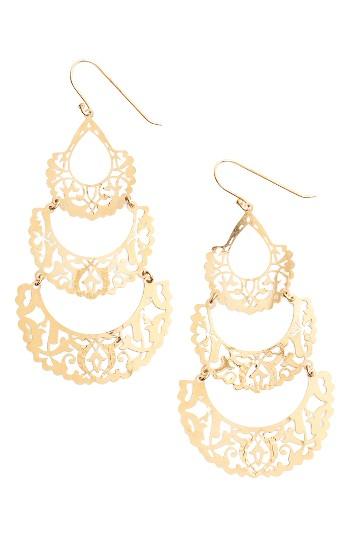 Women's Argento Vivo Laser Cut Drop Earrings