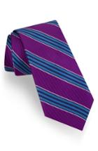 Men's Ted Baker London Stripe Silk Blend Tie, Size - Purple