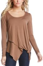 Women's Karen Kane Asymmetrical Knotted Hem Top - Brown