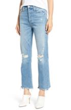 Women's Mother The Tripper Ripped Ankle Flare Jeans - Blue