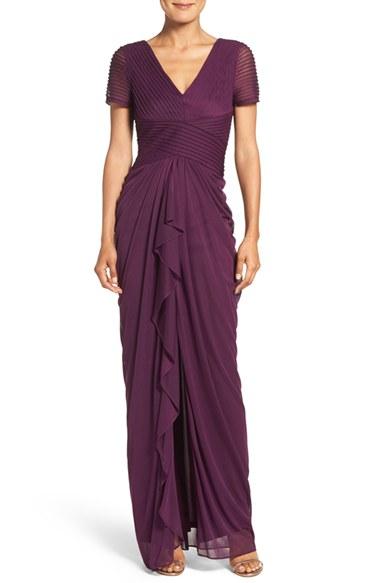 Women's Adrianna Papell Draped Mesh Gown