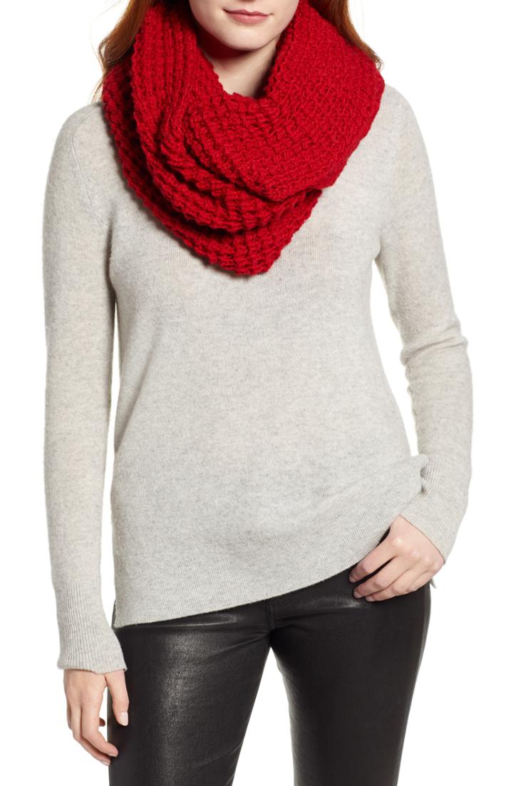 Women's Nirvanna Designs Double Wide Merino Infinity Scarf, Size - Red