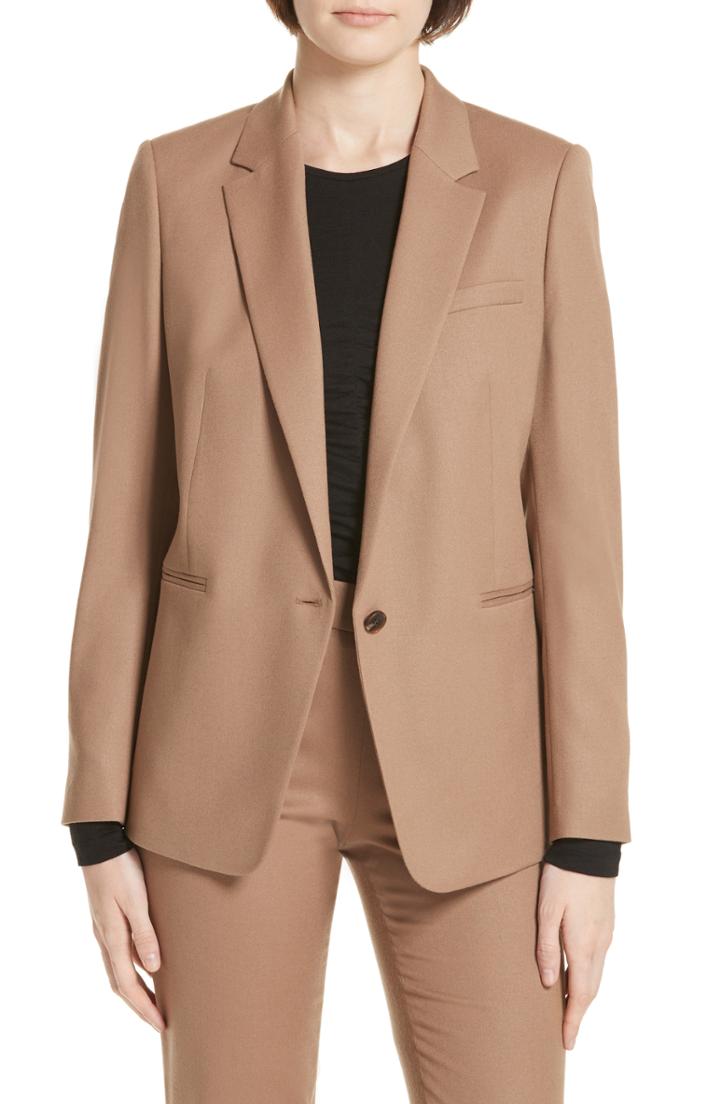 Women's Boss Janufa Stretch Wool Suit Jacket - Beige