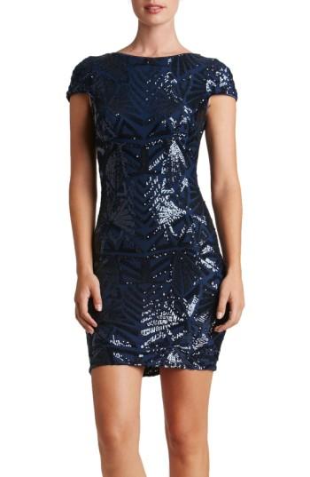 Women's Dress The Population Tabitha Sequin Mesh Minidress - Blue