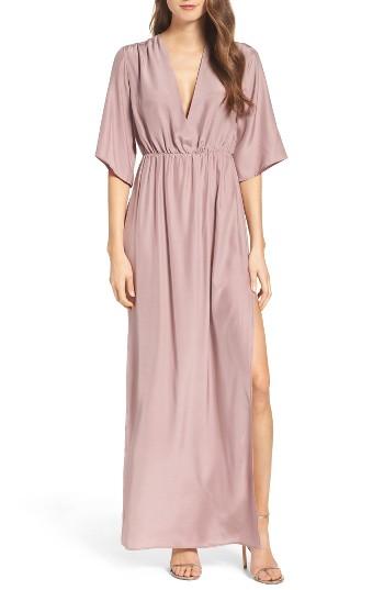 Women's Natalie Deayala Flutter Sleeve Silk Gown