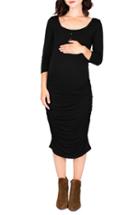 Women's Nom Henley Maternity Dress - Black